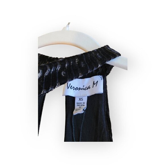 Sexy Slitted Black Velvet Dress by Veronica M - Picture 9 of 14